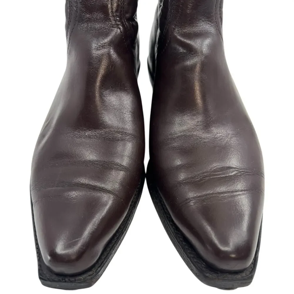 Vintage 70s Frye Brown Leather Tall Riding Boots Made in USA Men’s 7D